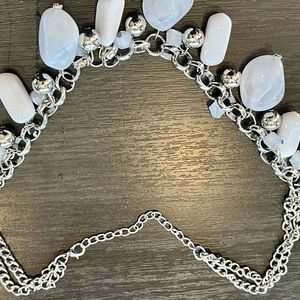 Silver and White Necklace with extension. NEW!